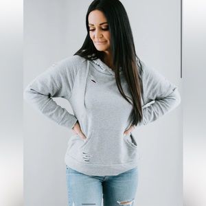 Red Chelsea Deboer Lily and Lottie distressed hoodie Large